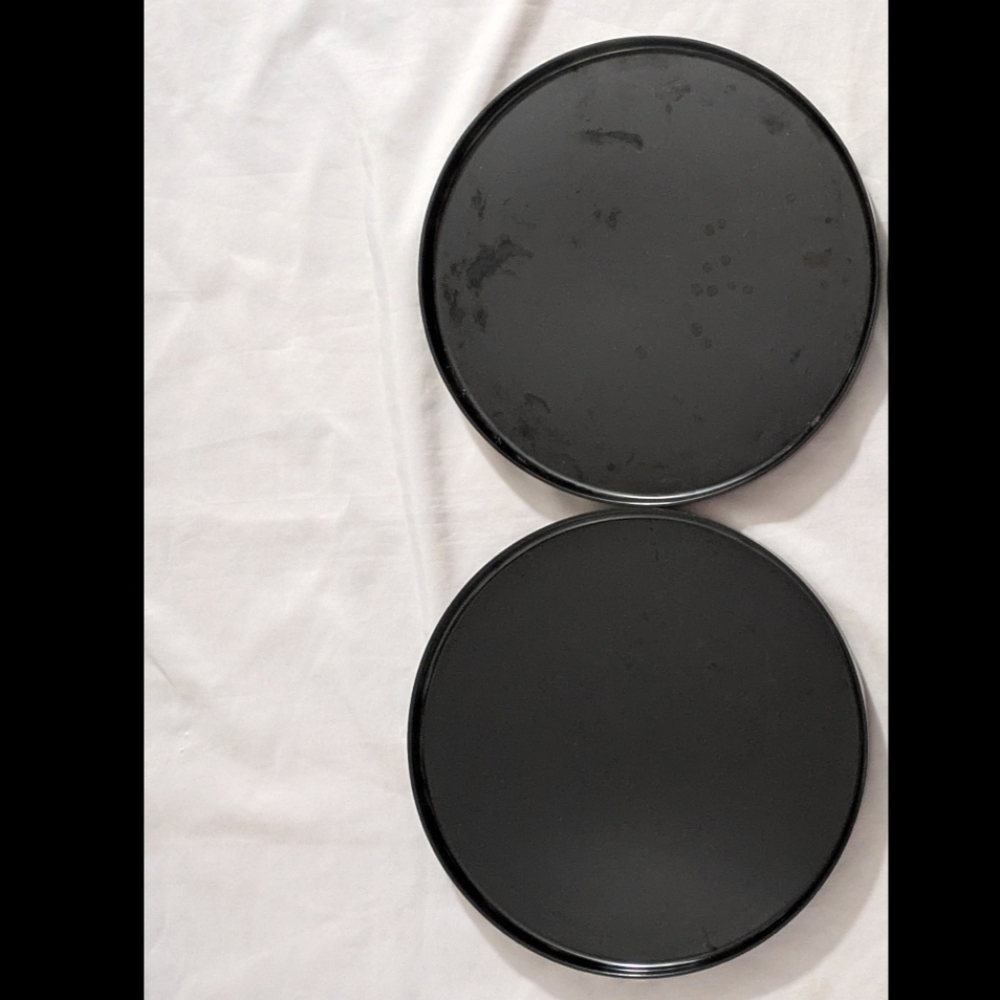 Heller Vintage Black 13" Plastic Serving Platter/Plates /Trays - Pair
